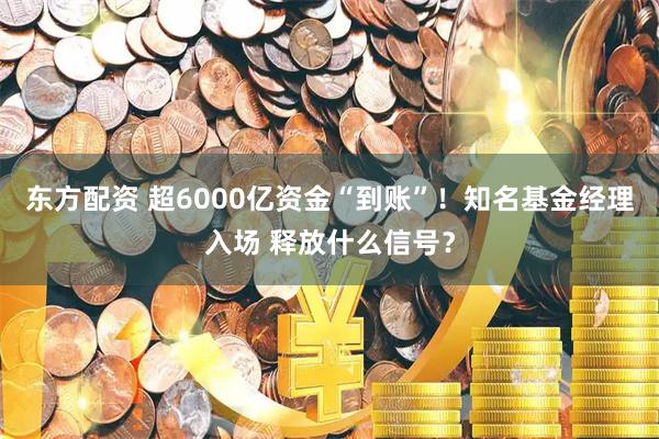 东方配资 超6000亿资金“到账”！知名基金经理入场 释放什么信号？